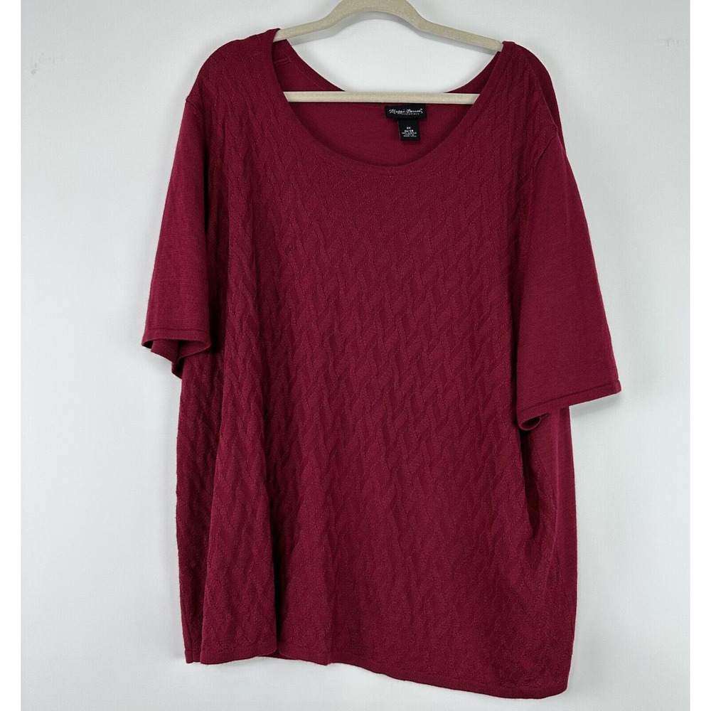 Maggie Barnes Light Weight Sweater Womens Size 3X Maroon Round Neck Short Sleeve